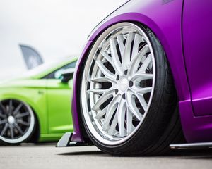 Preview wallpaper car, wheel, disk, sportscar, purple