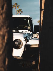 Preview wallpaper car, white, headlight