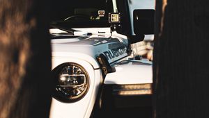 Preview wallpaper car, white, headlight