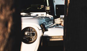 Preview wallpaper car, white, headlight