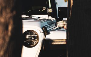Preview wallpaper car, white, headlight