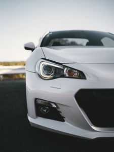 Preview wallpaper car, white, headlight, front view