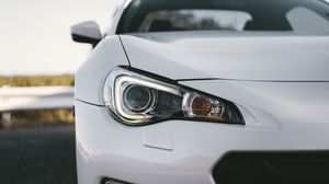 Preview wallpaper car, white, headlight, front view