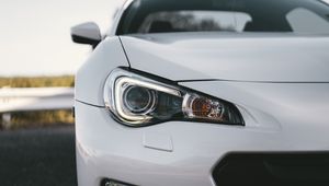 Preview wallpaper car, white, headlight, front view