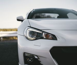 Preview wallpaper car, white, headlight, front view