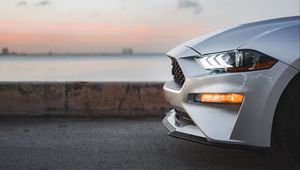 Preview wallpaper car, white, side view, headlights, light