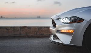 Preview wallpaper car, white, side view, headlights, light