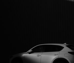 Preview wallpaper car, white, wall, bw