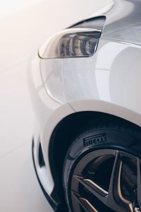 Preview wallpaper car, white, wheel, headlight, side view