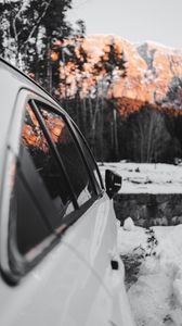 Preview wallpaper car, white, winter, nature