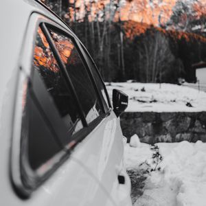 Preview wallpaper car, white, winter, nature