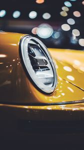 Preview wallpaper car, yellow, headlight, glare, light