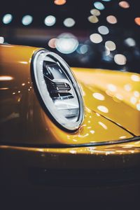 Preview wallpaper car, yellow, headlight, glare, light