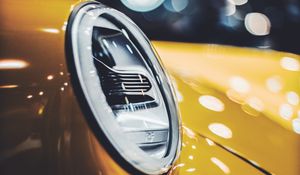 Preview wallpaper car, yellow, headlight, glare, light