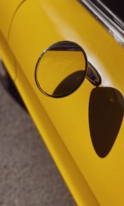 Preview wallpaper car, yellow, mirror, retro