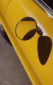 Preview wallpaper car, yellow, mirror, retro