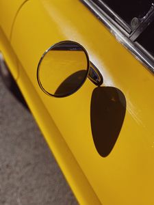 Preview wallpaper car, yellow, mirror, retro