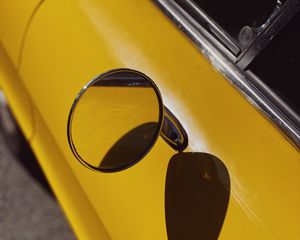 Preview wallpaper car, yellow, mirror, retro