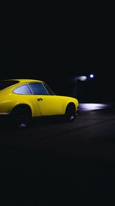 Preview wallpaper car, yellow, retro, dark, night