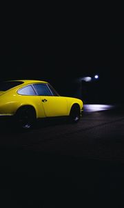 Preview wallpaper car, yellow, retro, dark, night
