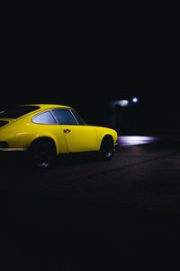 Preview wallpaper car, yellow, retro, dark, night