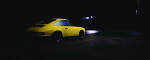 Preview wallpaper car, yellow, retro, dark, night