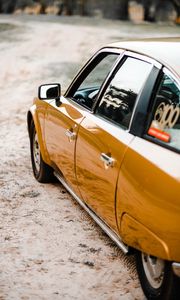 Preview wallpaper car, yellow, retro, road