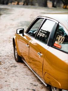 Preview wallpaper car, yellow, retro, road