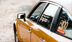 Preview wallpaper car, yellow, retro, road