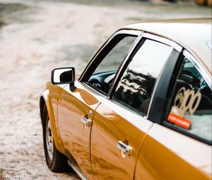 Preview wallpaper car, yellow, retro, road