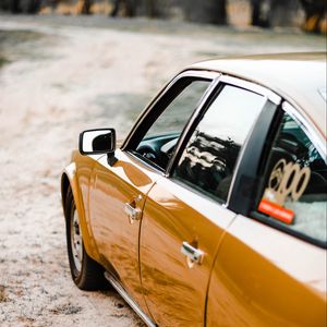 Preview wallpaper car, yellow, retro, road