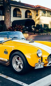 Preview wallpaper car, yellow, retro, parking