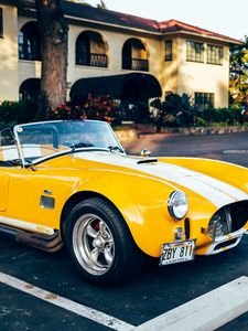 Preview wallpaper car, yellow, retro, parking