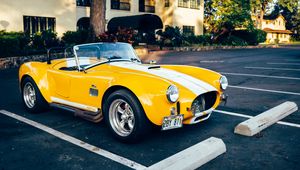 Preview wallpaper car, yellow, retro, parking