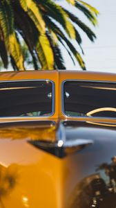 Preview wallpaper car, yellow, vintage, palm