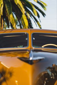 Preview wallpaper car, yellow, vintage, palm