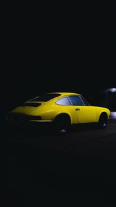 Preview wallpaper car, yellow, vintage, rear view