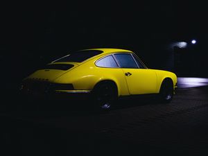 Preview wallpaper car, yellow, vintage, rear view
