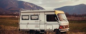 Preview wallpaper caravan, car, white, mountains