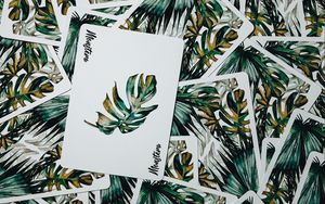 Preview wallpaper cards, deck, leaves, green, aesthetics