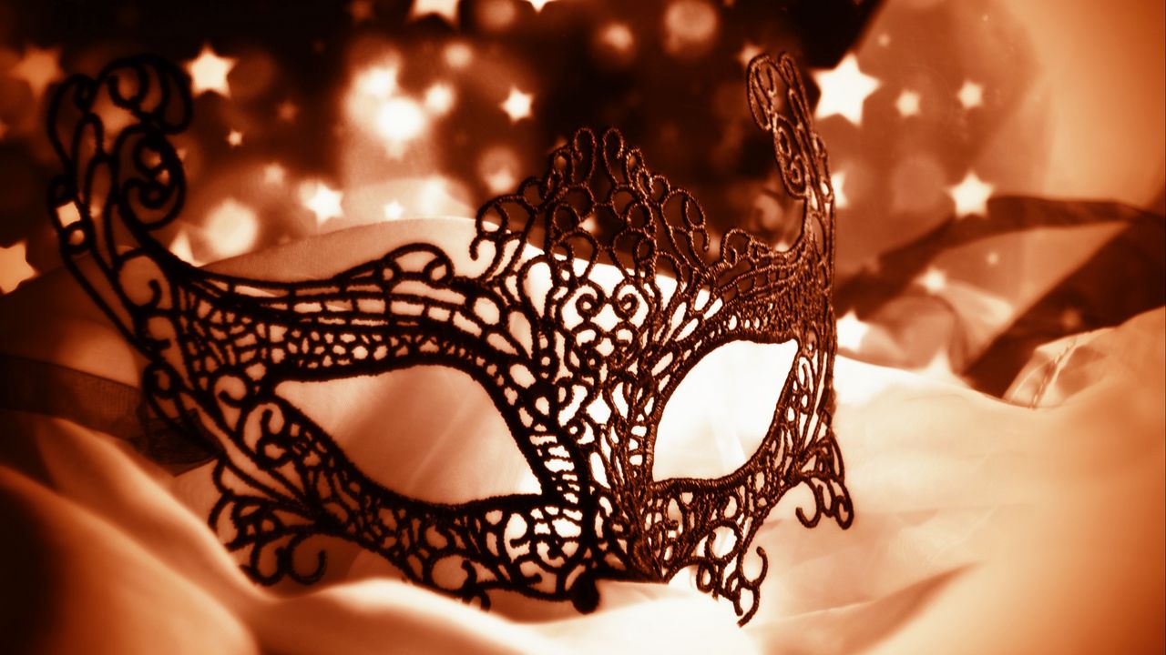 Wallpaper carnival mask, figured, stars, glitter