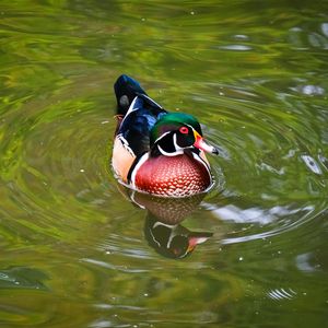 Preview wallpaper carolina duck, duck, bird, reflection, water, pond