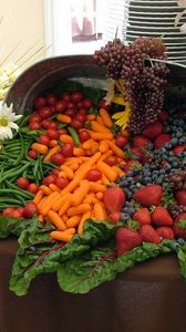 Preview wallpaper carrots, string bean, strawberry, grapes, vegetables, berries, tomatoes