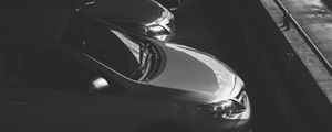 Preview wallpaper cars, bw, dark, parking, monochrome