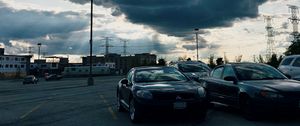 Preview wallpaper cars, city, evening, clouds