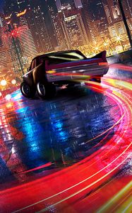 Preview wallpaper cars, lights, city, motion, rain, wet