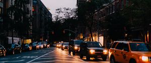 Preview wallpaper cars, night, road, light