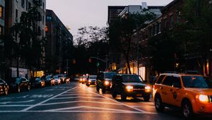 Preview wallpaper cars, night, road, light