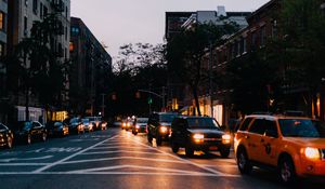 Preview wallpaper cars, night, road, light