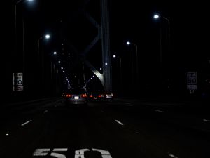 Preview wallpaper cars, night, road